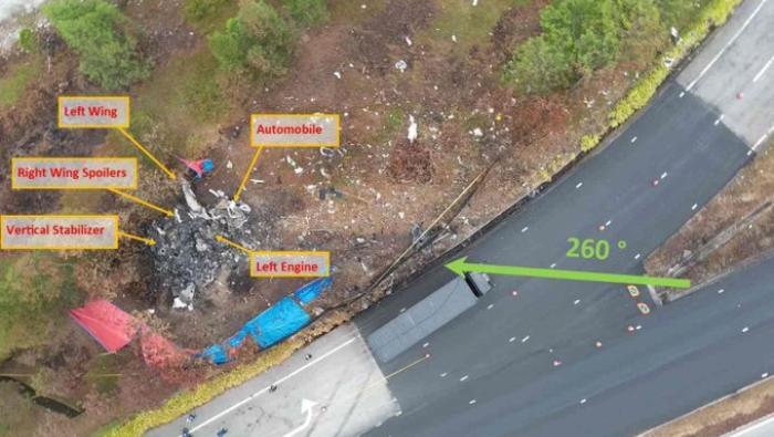 Schematic of crash site of a Premier I aircraft in Malaysia