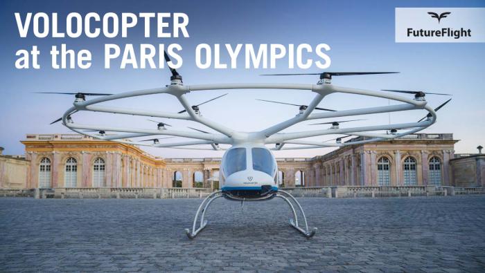 Volocopter eVTOL aircraft on grounds of Versailles palace