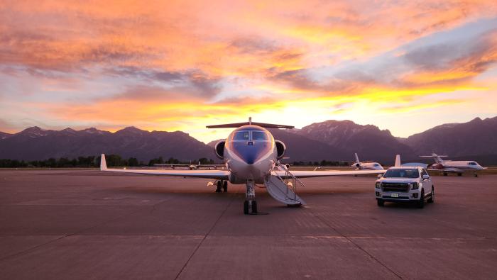 private jet on ramp