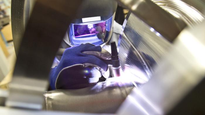 A GKN welder at its Trollhattan, Sweden aircraft engine production site