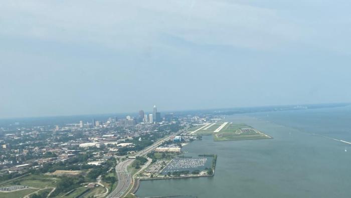 Burke Lakefront Airport on the shores of Lake Erie in Cleveland