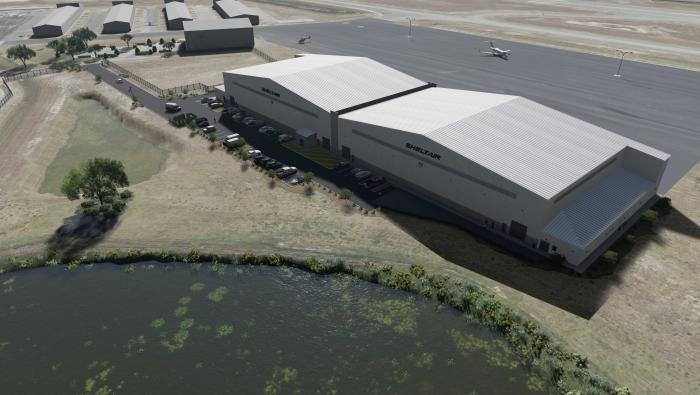 Artist rendering of new Sheltair hangars at KORL