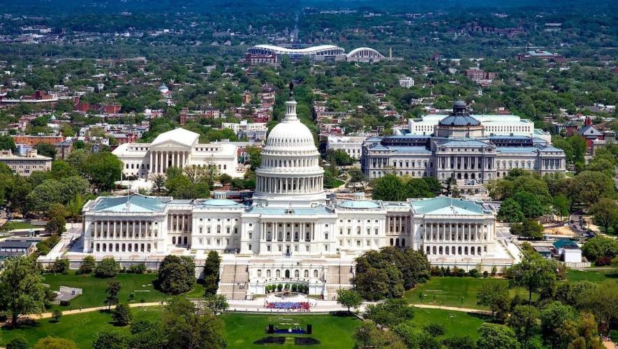 Aerial view of U.S. Capitol Building in Washington, D.C.