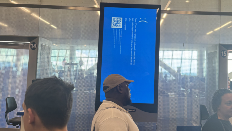 Airports around the world fell victim to the so-called "blue screen of death" after a failed software update brought down many Windows-based systems.