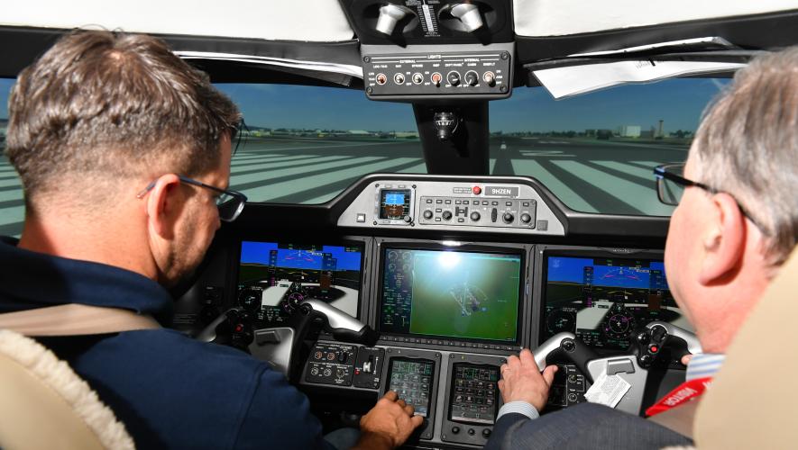 Embraer Phenom 300 full-flight simulator at CAE Burgess Hill