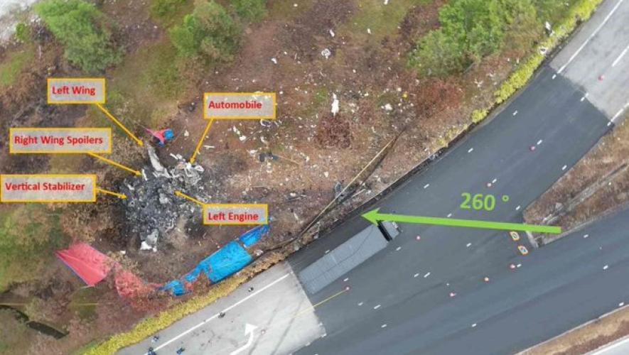 Schematic of crash site of a Premier I aircraft in Malaysia