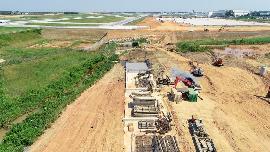 Construction site for new runway at Charlotte Douglas International Airport