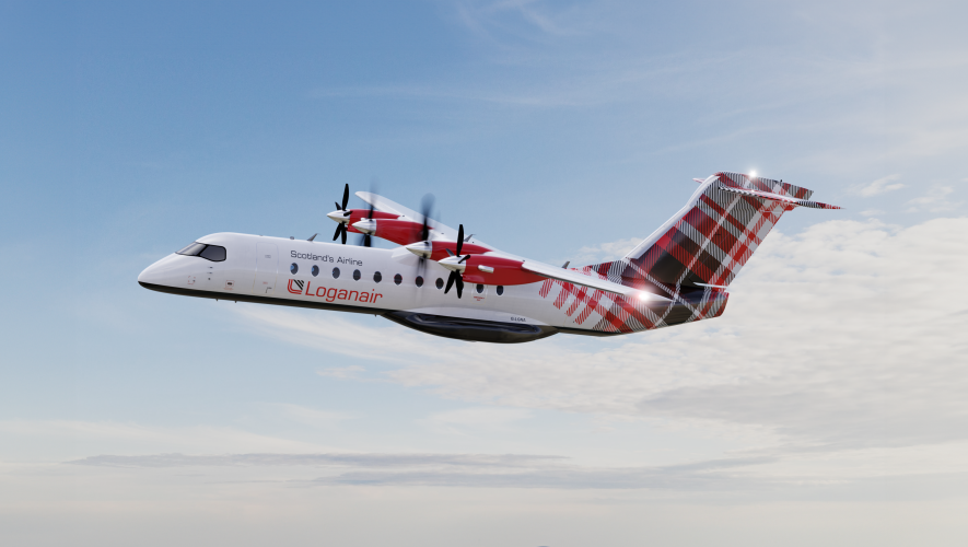 Heart Aerospace ES-30 aircraft in Loganair livery