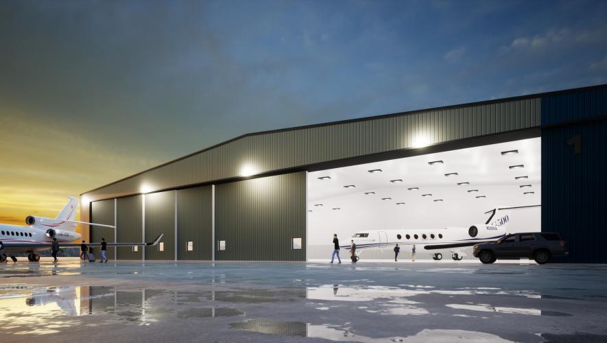 Artist rendering of planned hangar complex at Yampa Valley Regional Airport