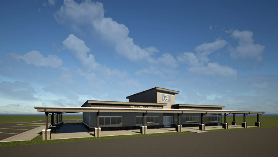 Artist rendering of new West Woodward Airport FBO terminal