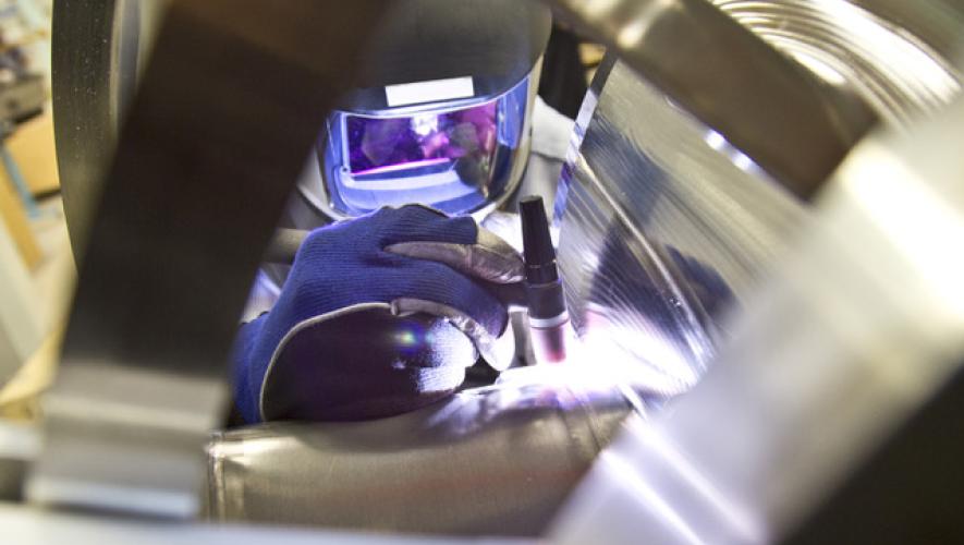 A GKN welder at its Trollhattan, Sweden aircraft engine production site