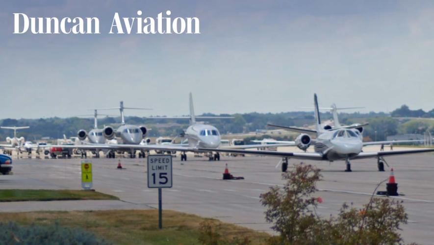 Aircraft lined up at Duncan Aviation