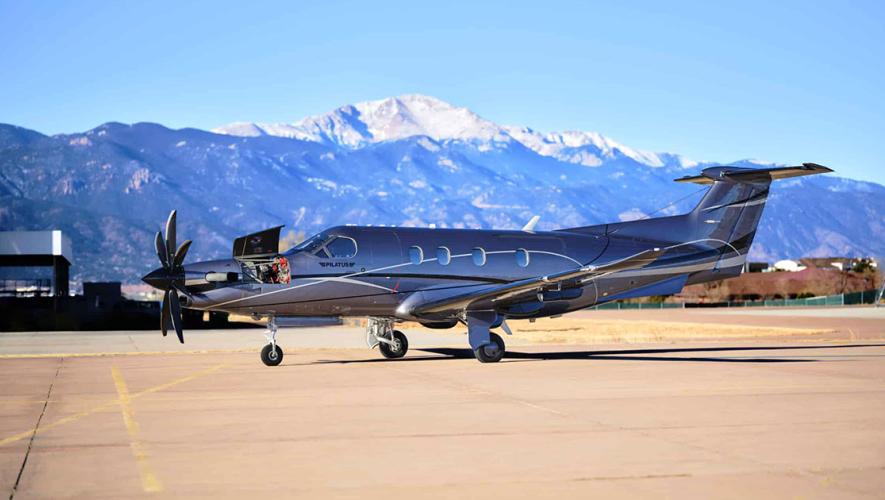 Pilatus PC-12 with  seven-blade propeller.