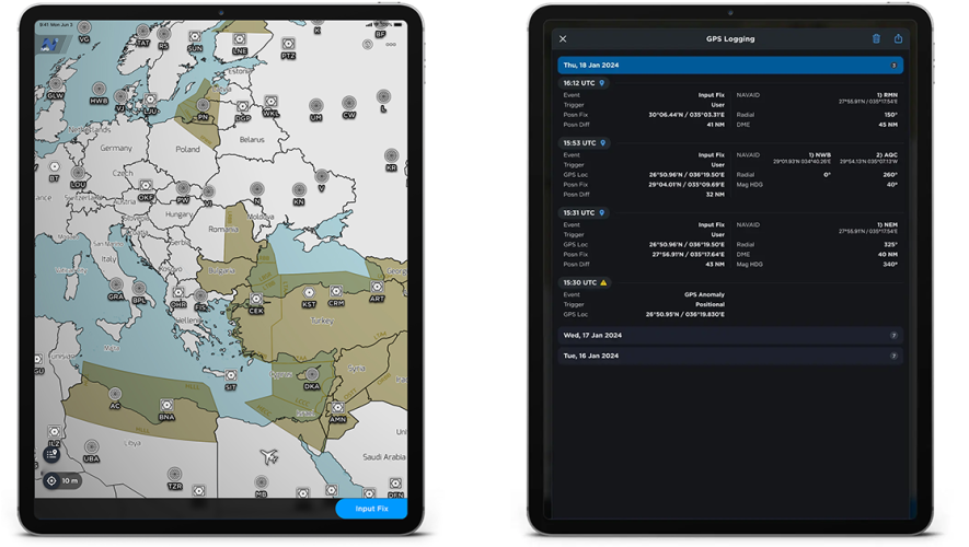 Screeshots of APG's NaviGuard app