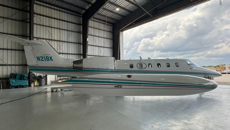 Lear 35A in hangar