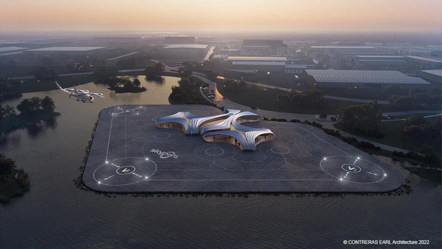 Digital Rendering of Skyportz's proposed design for a vertiport in the Caribbean Park district of Melbourne, Australia.