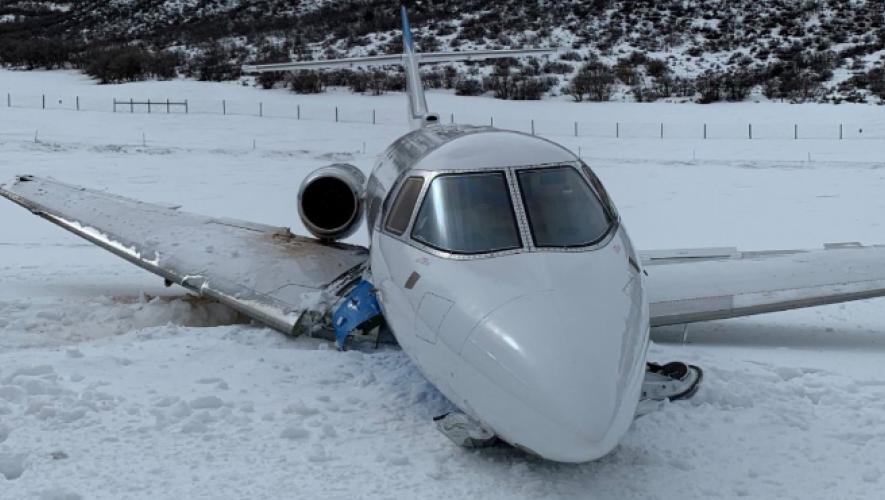 Crashed Hawker 800XP at Aspen-Pitkin County Airport