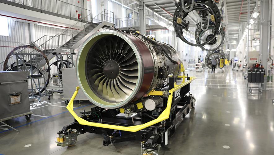 Pratt & Whitney Canada PW812D engine on a stand