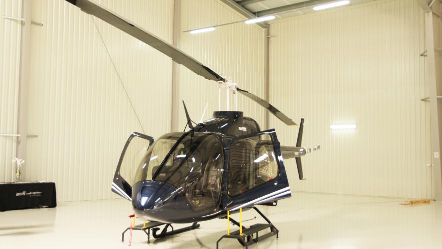 Bell 505 in hangar