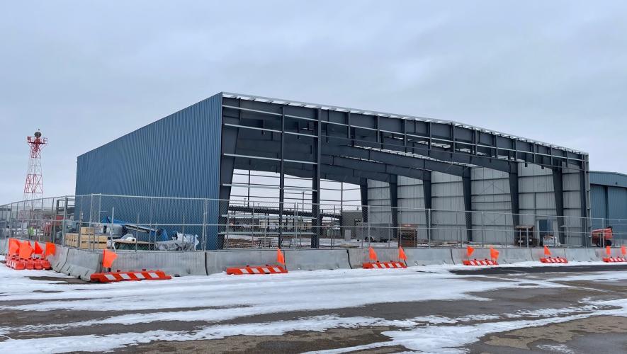 24,500-sq-ft hangar under construction at Chippewa Regional Airport in Wisconsin