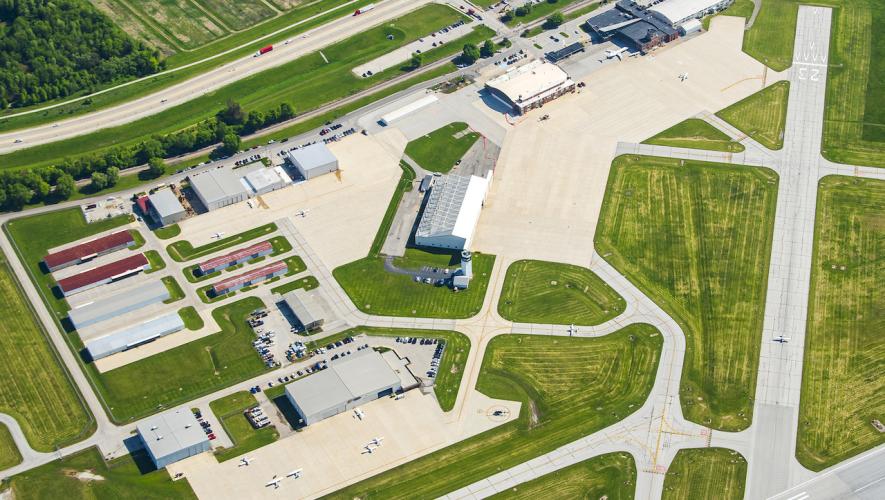 Aerial view of Purdue University Airport 