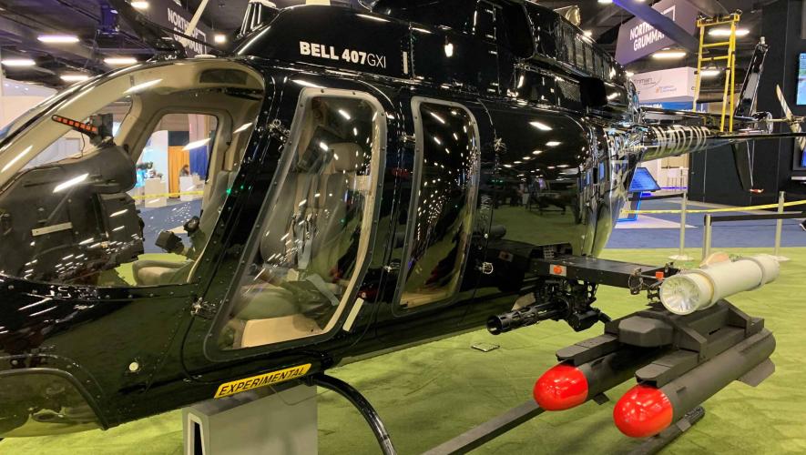Bell 407M special mission helicopter on display at Army Aviation Association of America Mission Solutions Summit