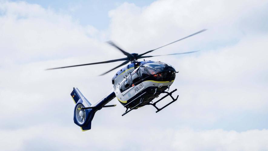 Bavarian Police five-bladed Airbus H145 helicopter in flight