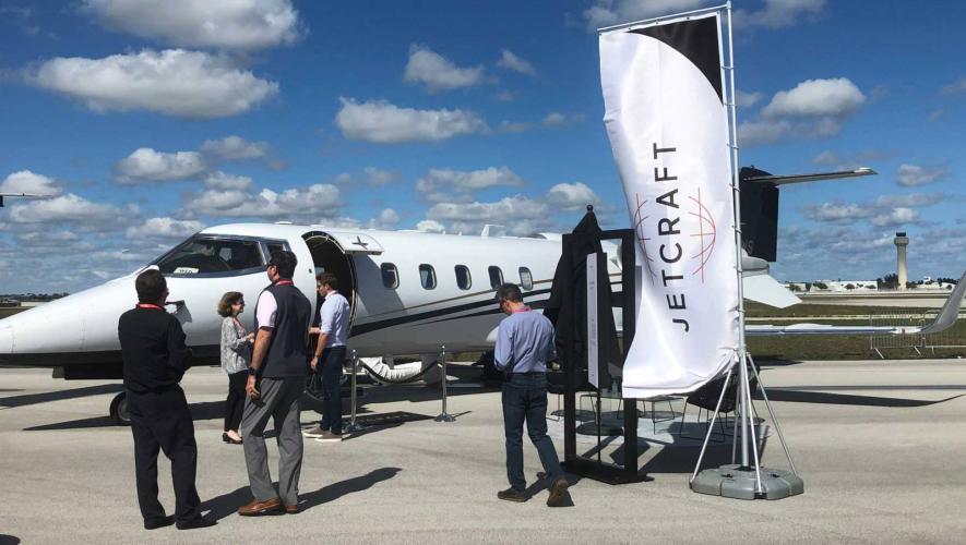 Business jet on static display by aircraft brokerage Jetcraft 