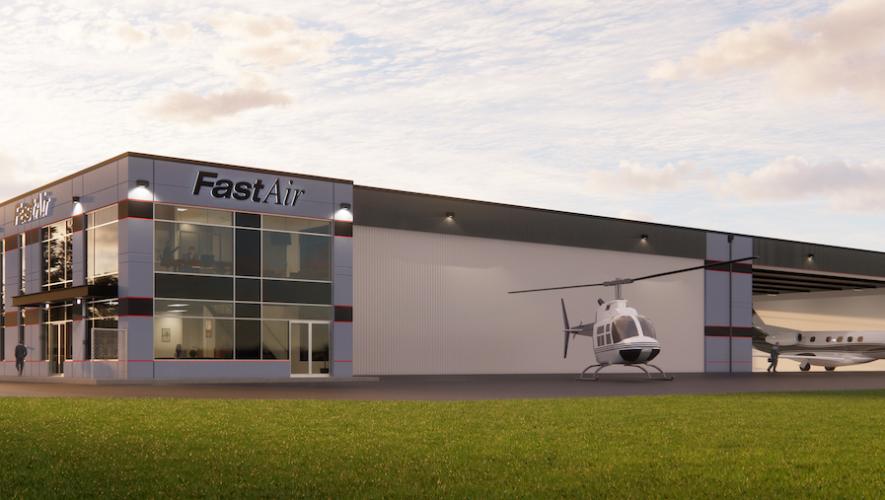 Artist rendering of the planned Fast Air FBO at Abbotsford International Airport near Vancouver, Canada