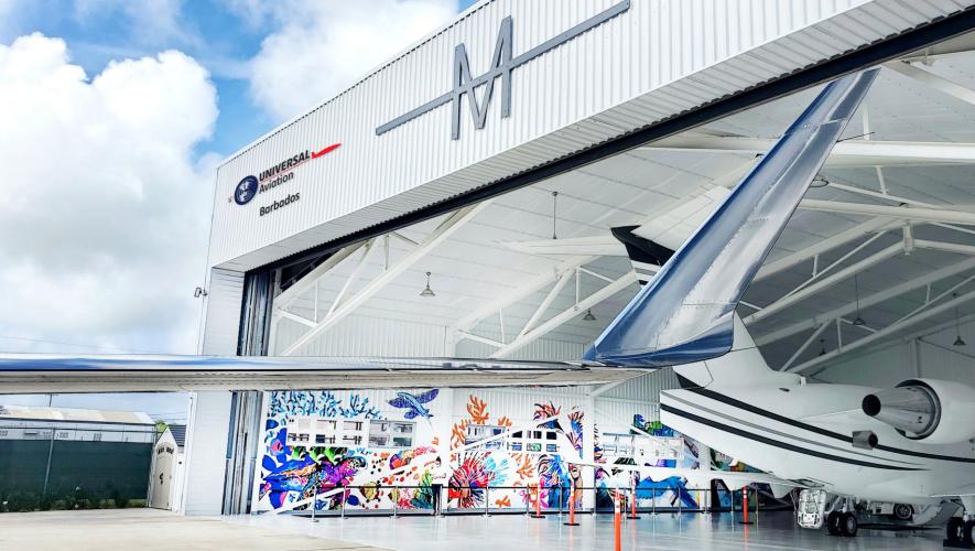 M Jet hangar at Grantley Adams International Airport on Barbados.