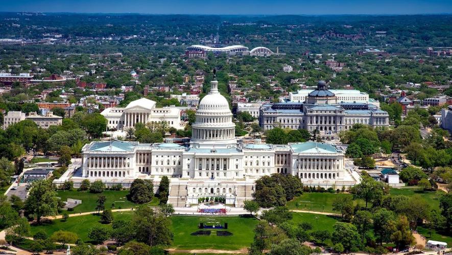 Aerial view of the U.S. Capitol building