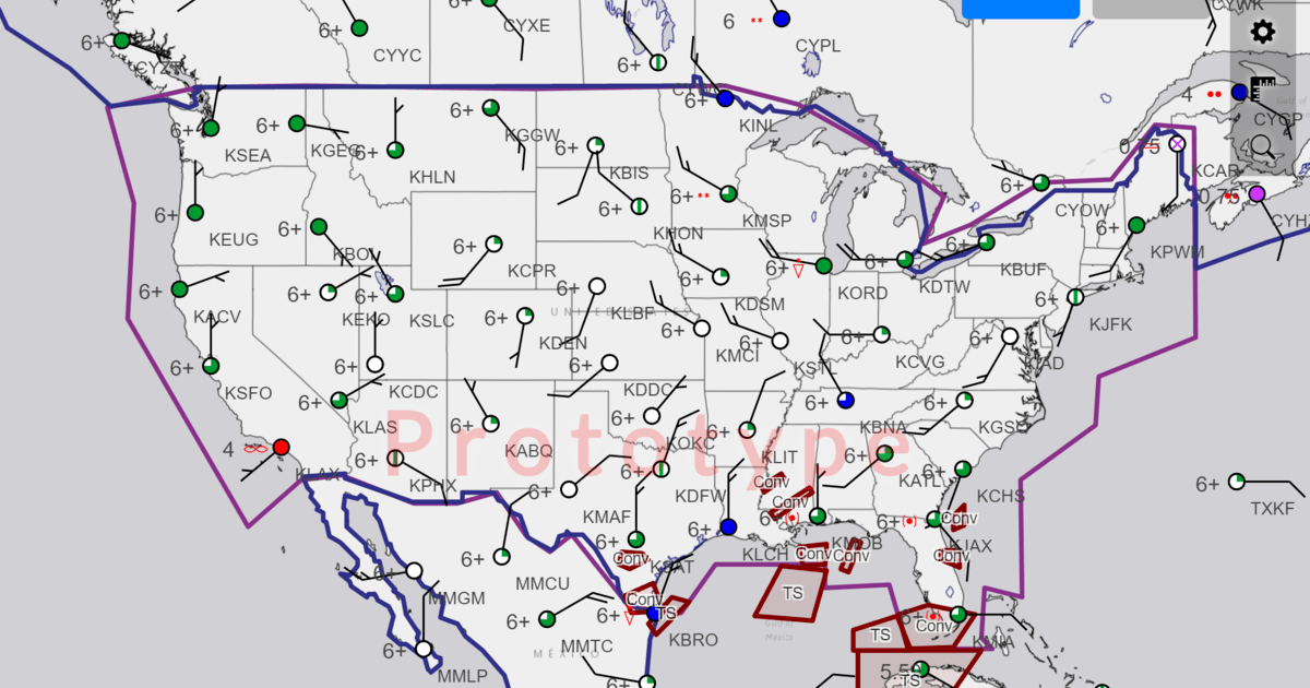 Aviation Weather Center's graphic forecast for aviation (Image: Aviation Weather Center)