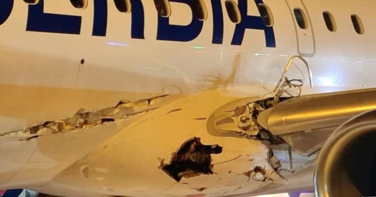 damaged Marathon Airlines Embraer ERJ-195LR operating for Air Serbia 