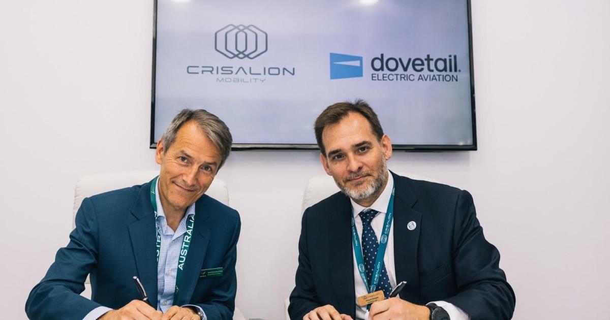 David Doral, Dovetail Electric Aviation CEO, and Manuel Heredia, managing director of Crisalion Mobility.
