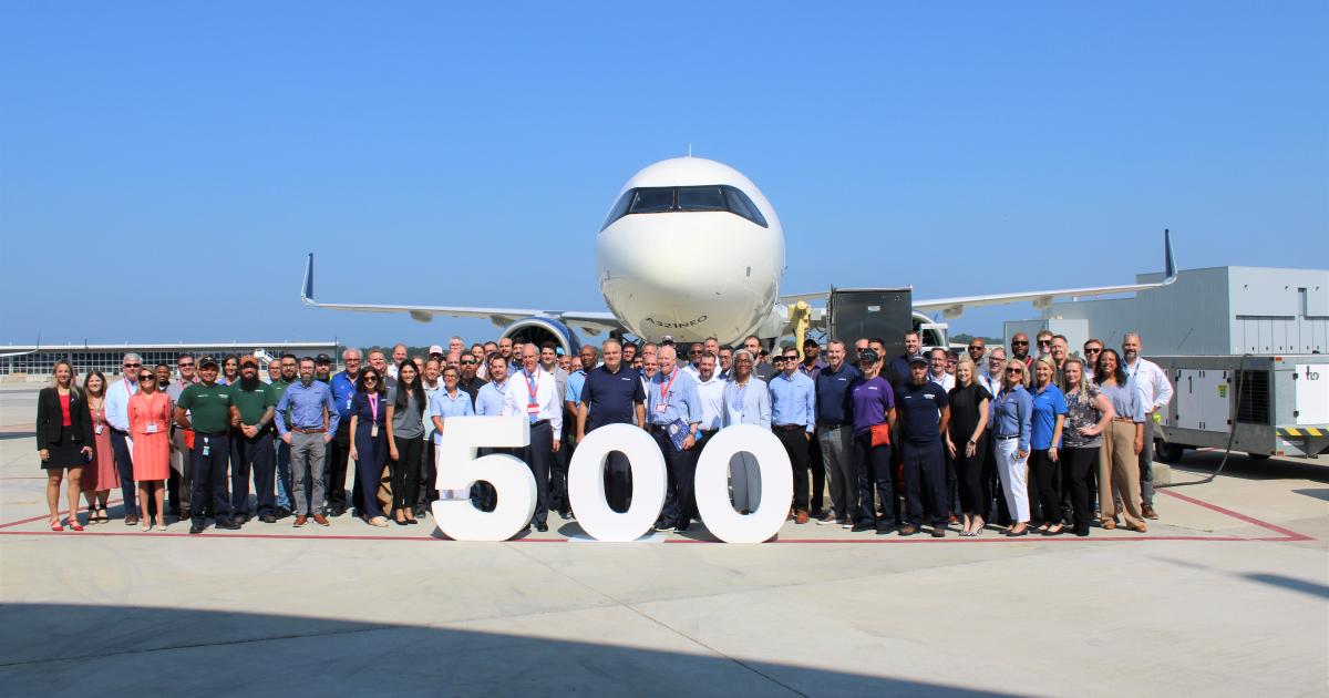 Airbus produces 500th airliner in Mobile, Alabama