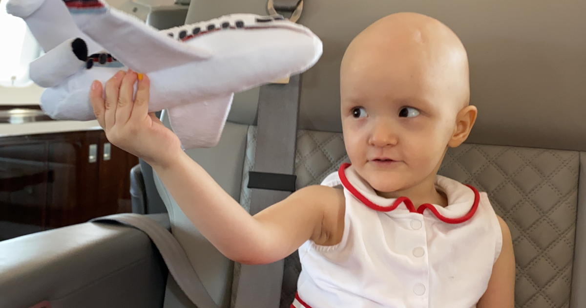 A little girl with cancer is transported aboard a business jet via the Corporate Angel Network (Photo: Corporate Angel Network)
