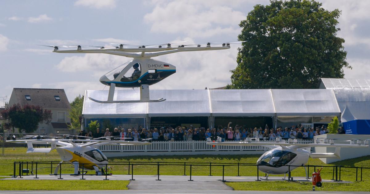 Volocopter eVTOL aircraft at Saint-Cyr-l’École airfield