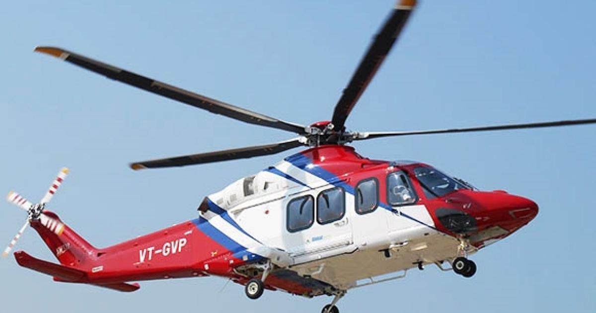 An AW139 helicopter operators by Global Vectra Helicorp Ltd 