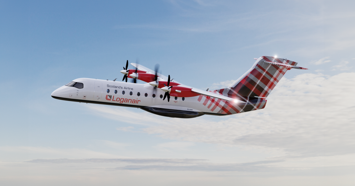 Heart Aerospace ES-30 aircraft in Loganair livery