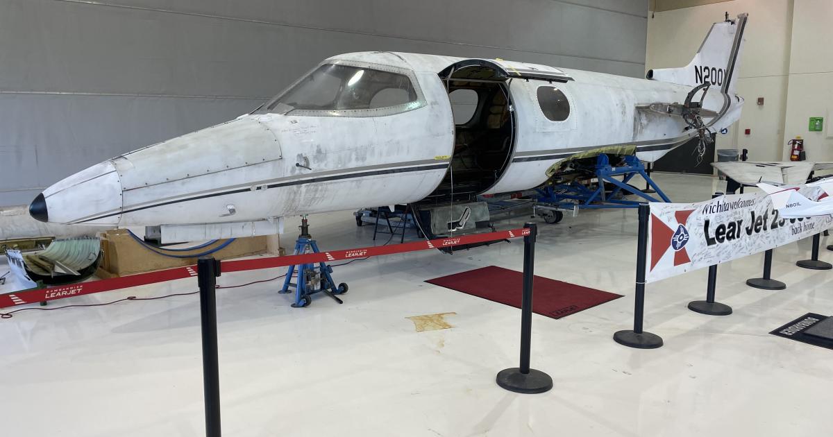 Lear Jet 23-003 under restoration at Bombardier's Wichita campus