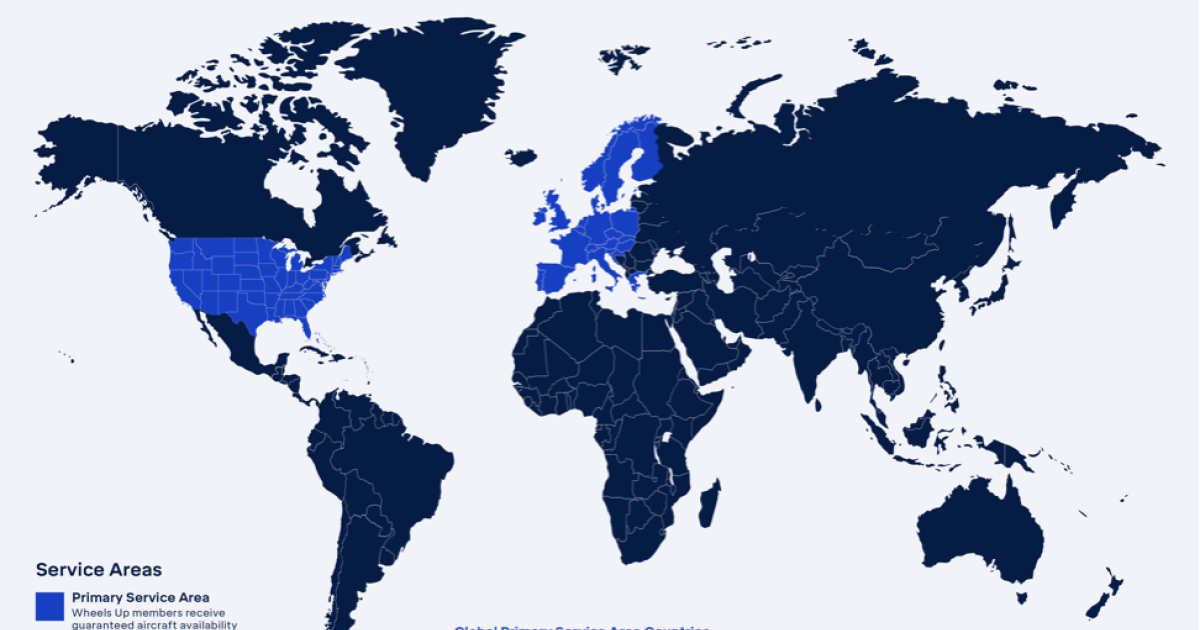 Wheels Up service area map