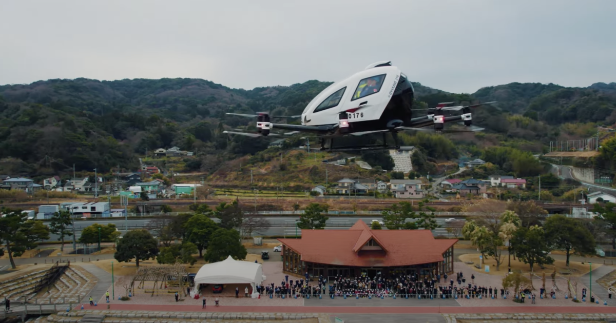 EHang recently conducted what it says was the first passenger-carrying eVTOL aircraft flight in Japan with its EH216 autonomous vehicle.