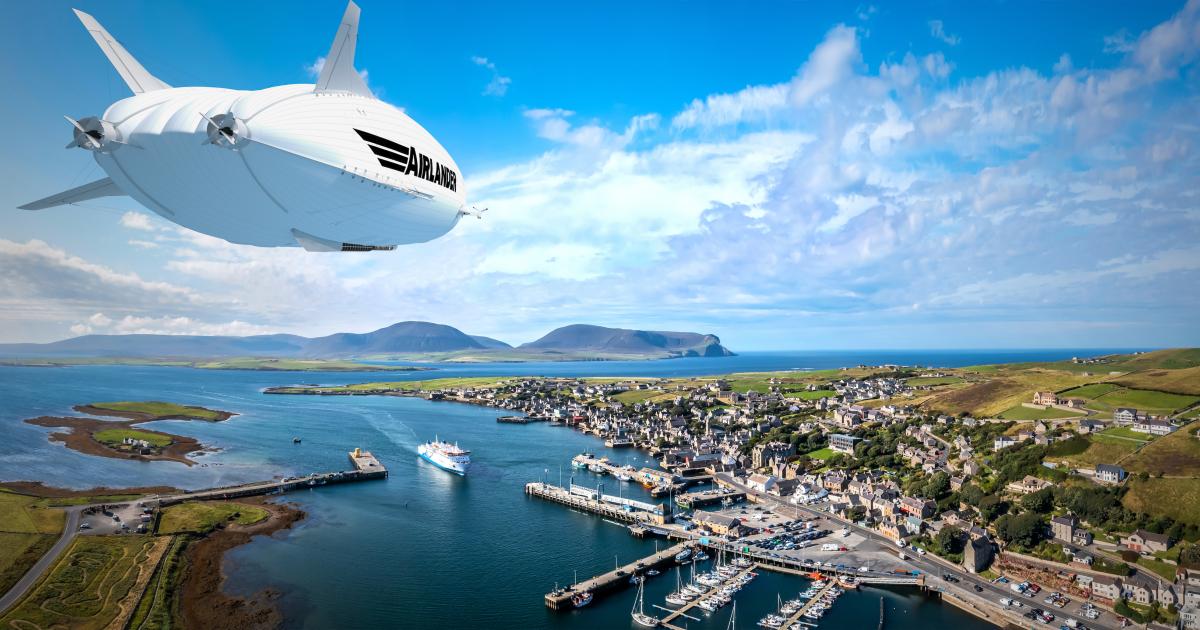 Hybrid Air Vehicles' Airlander 10 airship in Stromness, Orkney Islands