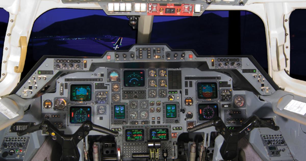 SimCom’s full-motion Level C Hawker 800A simulator should fit new ATP training needs. (Photo: Ron Csuy)