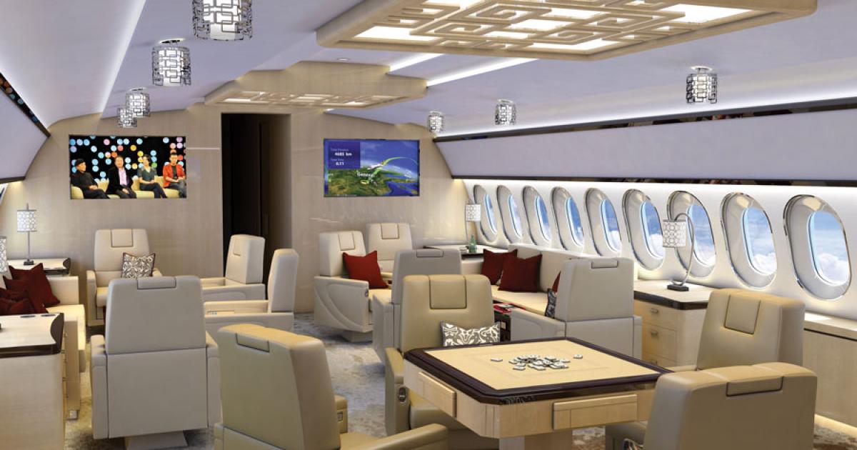 Aeria Luxury Interiors designed this 787 lounge for an Asian customer. 