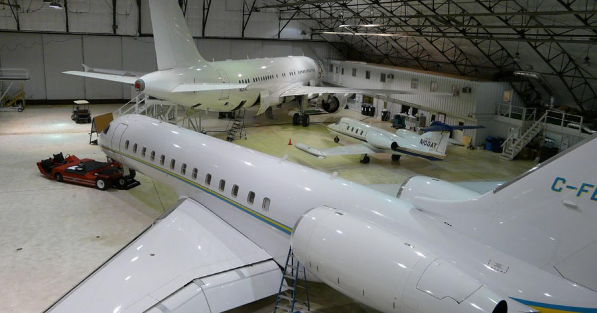 The 64,500-sq-ft building is due to open in the second quarter of 2012 and will be able to accommodate four jets up to the size of a Boeing BBJ3.
