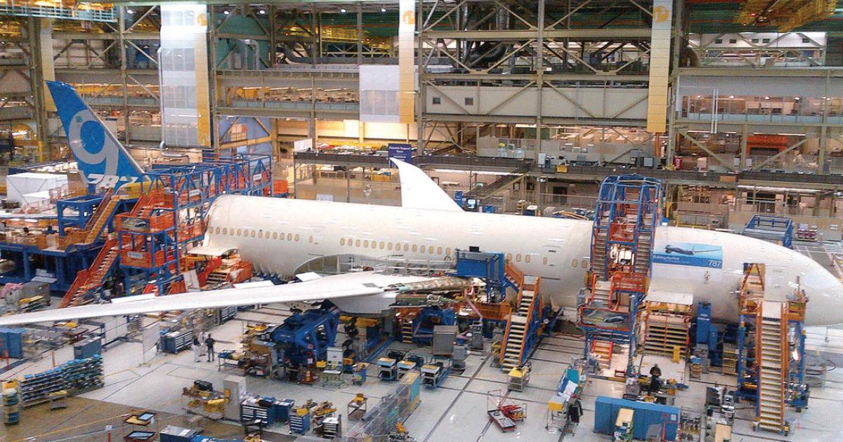 Final assembly of the 787-9 started on May 30 on the 787 surge line at Boeing’s widebody plant in Everett, Washington.