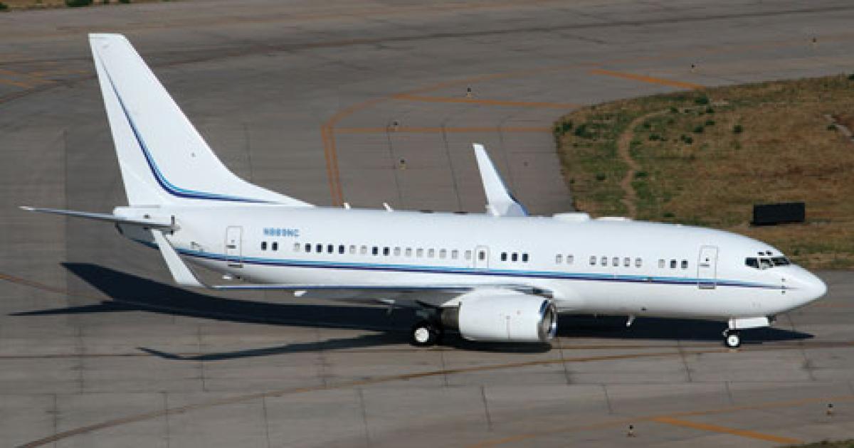 News America makes extensive use of its corporate jets–this BBJ, shown here, a G550 and a GIV–according to the WSJ Jet Tracker. This year The Wall Street Journal waged a high-profile campaign against business aviation.