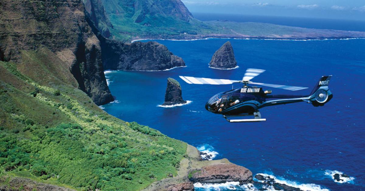 The steep cliffs and waterfalls of Molokai make it a popular destination for Blue Hawaiian's sightseeing flights.