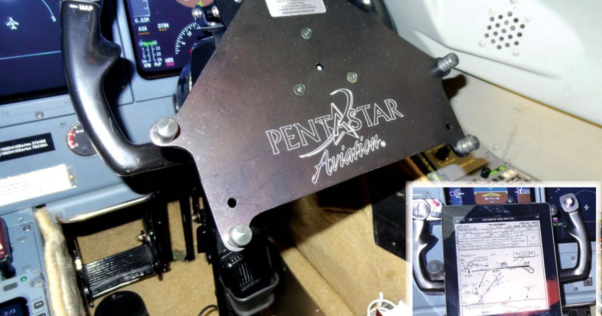 Pentastar will offer its iPad yoke mount for Gulfstreams first and plans to add new models in the coming months.